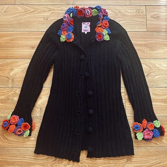 UNIF Sweaters Unif Chenille Cardigan W Multicolor Crochet